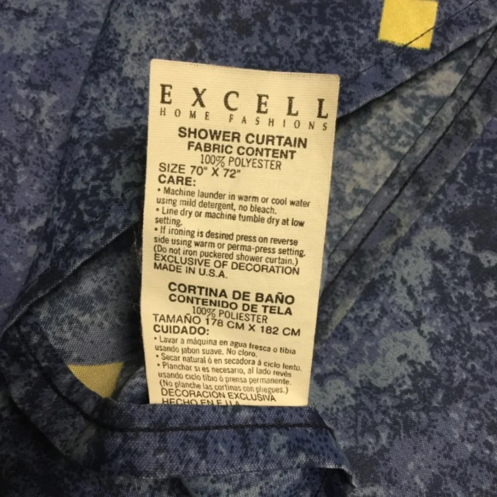 Excell Home Fashions Navy Blue Marble Gold Diamond Shower Curtain